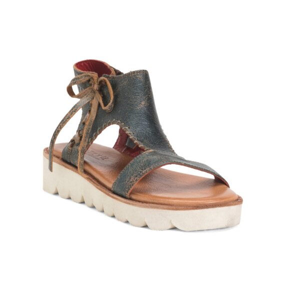 BED/STU Dark Teal Leather Zoe Ii Sandals